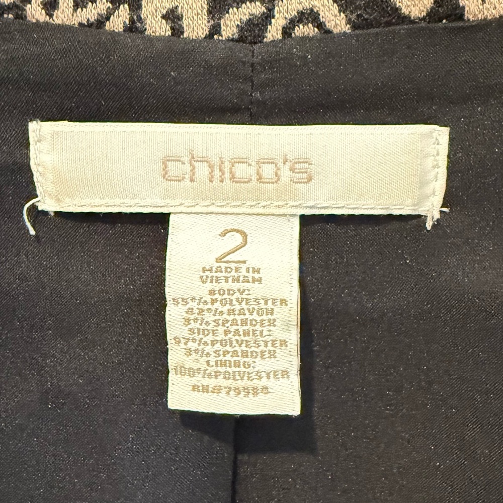 Chico's Copper and Black Animal Print Cropped Jacket Blazer Women’s Size 2‎ (12) - Picture 5 of 6